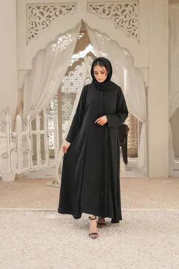 Black button-front abaya for women, abaya collection in Pakistan